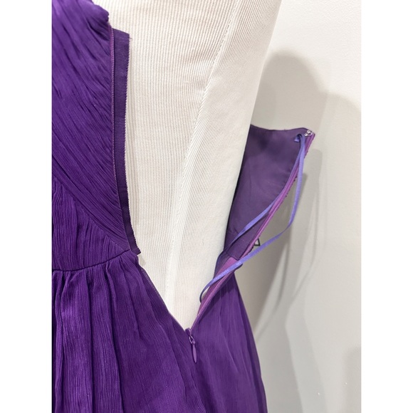 J. Crew One Shoulder Long Gown Plum Silk Dress - Picture 3 of 8